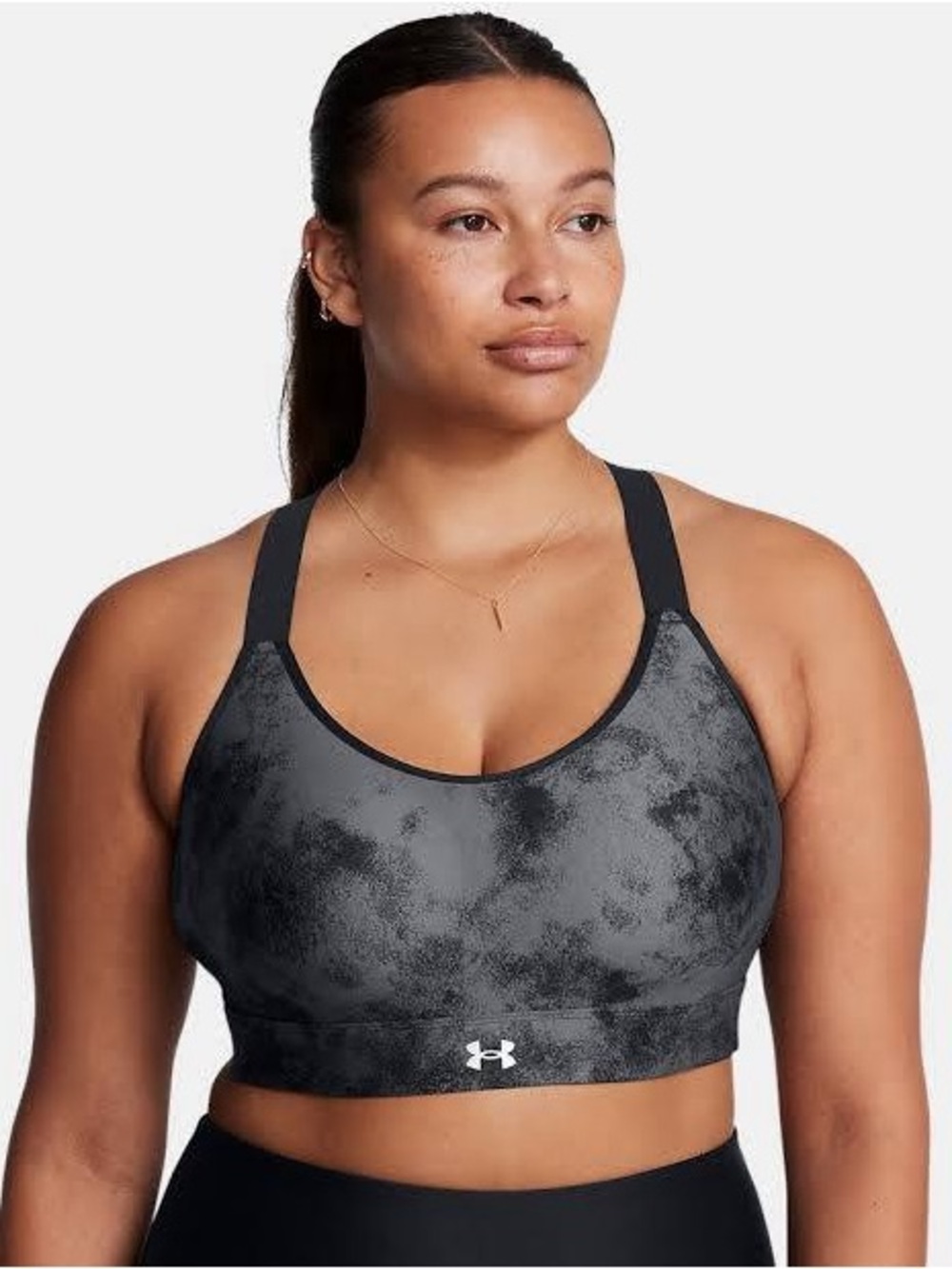 Under Armour Black Splash-Print Medium Support Sports Bra